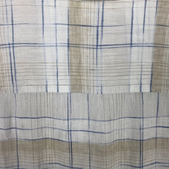 Perry Ellis 100% linen plaid short sleeve shirt size large - Picture 4 of 7